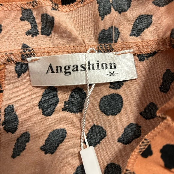 NEW Angashion Women’s Top Floral Print Cap Sleeve Ruffle Neck Loose NWT - Picture 5 of 5